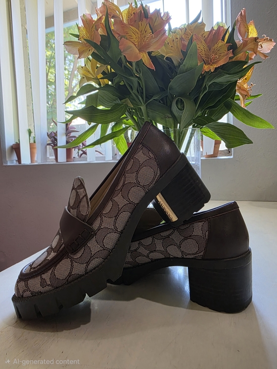 Coach Shoes - Coach Cora Jacquard Brown Loafer with Lug Rubber Soles